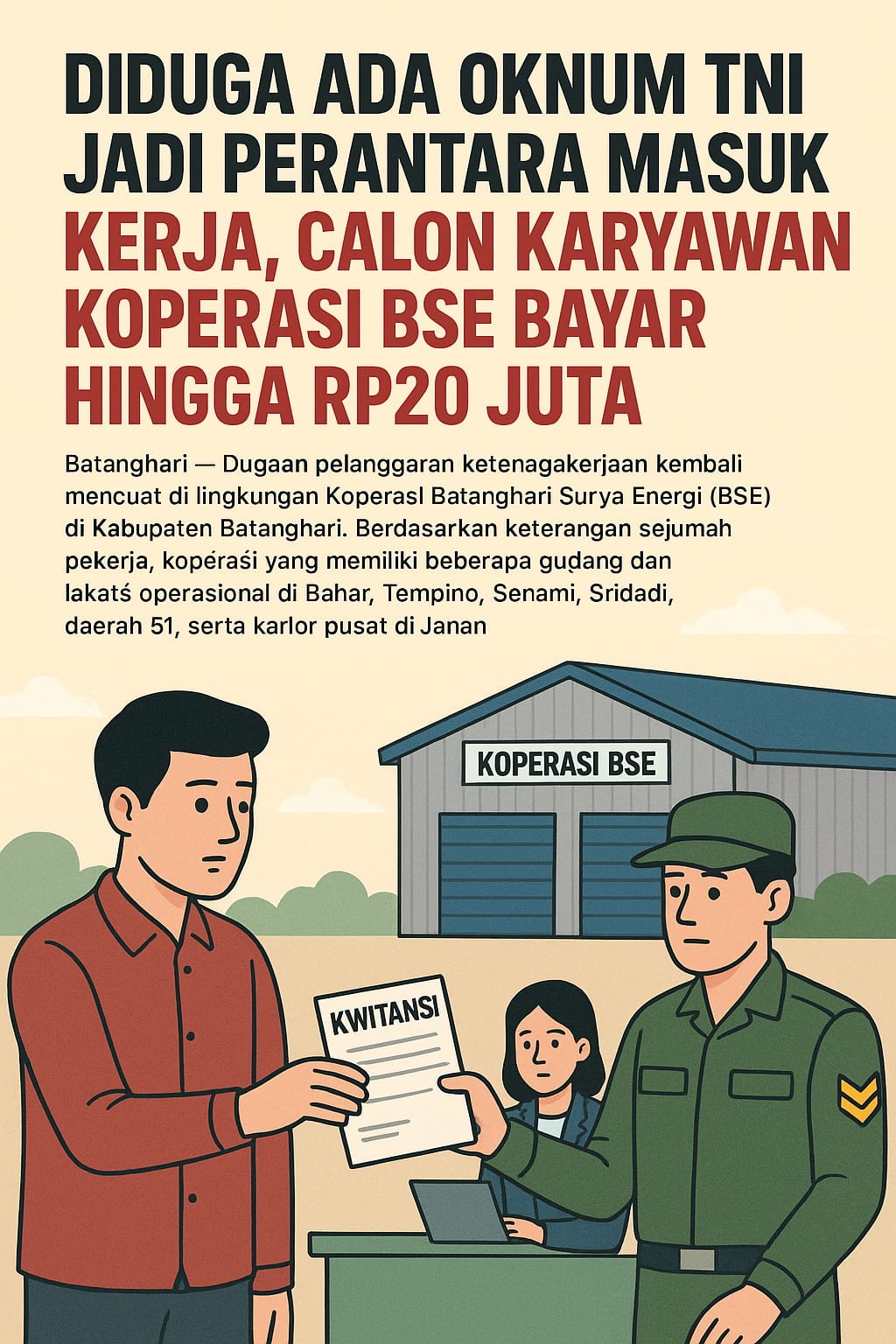 Dugaan pelanggaran ketenagakerjaan kembali mencuat di lingkungan Koperasi Batanghari Surya Energi (BSE) di Kabupaten Batanghari.